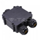Puszka mufa hermetyczna czarna trójnik 5Pin 0.5-2,5mm2 średnica kabla 8-12mm IP68 V-TAC VT-870