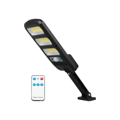 Lampa solarna LTC 3 x LED COB 24 W, 1800 lm, czujnik ruchu i zmierzchu, akumulator 1800 mAh, pilot.