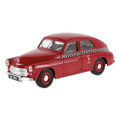 Model 1:43, PRL WARSZAWA M20 TAXI,wiśniowy PRL