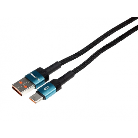 WAYME Kabel do ładowania i synchronizacji, w oplocie z mikrofibry, 100 cm, USB-C, max 100W, turkusowy