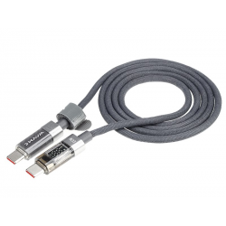 WAYME Kabel do ładowania i synchronizacji, w oplocie z mikrofibry, 100 cm, USB-C, max 100W z wyświetlaczem, szary