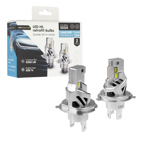Żarówki VISION LED retrofit H4/H19 HL 12/24V 35W 4200 lm 6000K, CANBUS, 2 szt.
