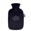 Fashy Termofor 2l w welurowej osłonie czarny, kwiat lotosu