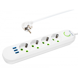 Przedłużacz sieciowy PS-420 4-Gniazda 3xUSB 2m biały 3x1mm