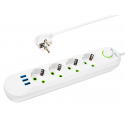 Przedłużacz sieciowy PS-420 4-Gniazda 3xUSB 2m biały 3x1mm