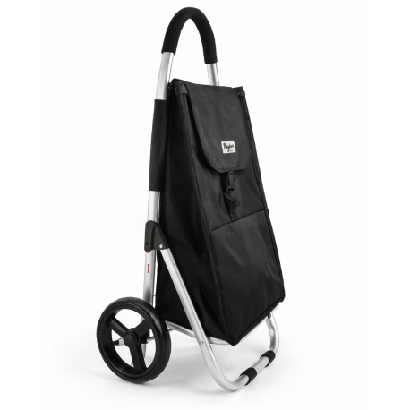 Wózek zakupowy czarny 67l Aluminiowy stelaż, duże koła