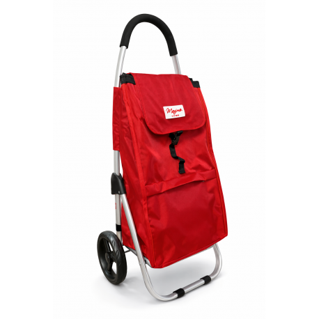 Wózek zakupowy czerwony 67l Aluminiowy stelaż, duże koła