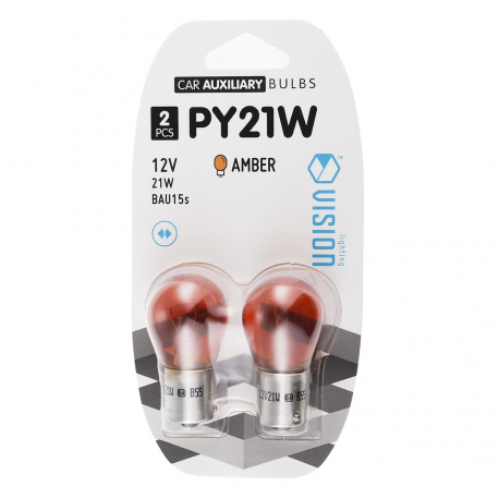 Żarówki VISION PY21W 12V 21W BAU15s, amber, blister 2 szt. (58827)