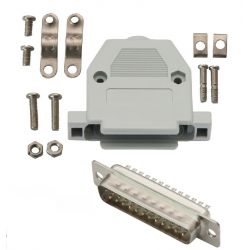 Wtyk DB25 (F) na kabel z obudową - kompletne.