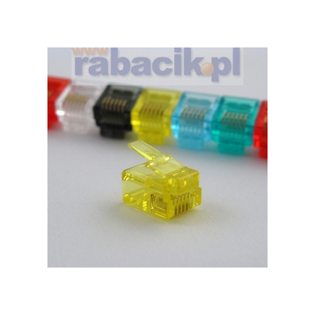 Komplet 5 szt złoconych wtyczek marki Netrack typu: RJ12 6P6C do zaciskania na kabel typu linka.